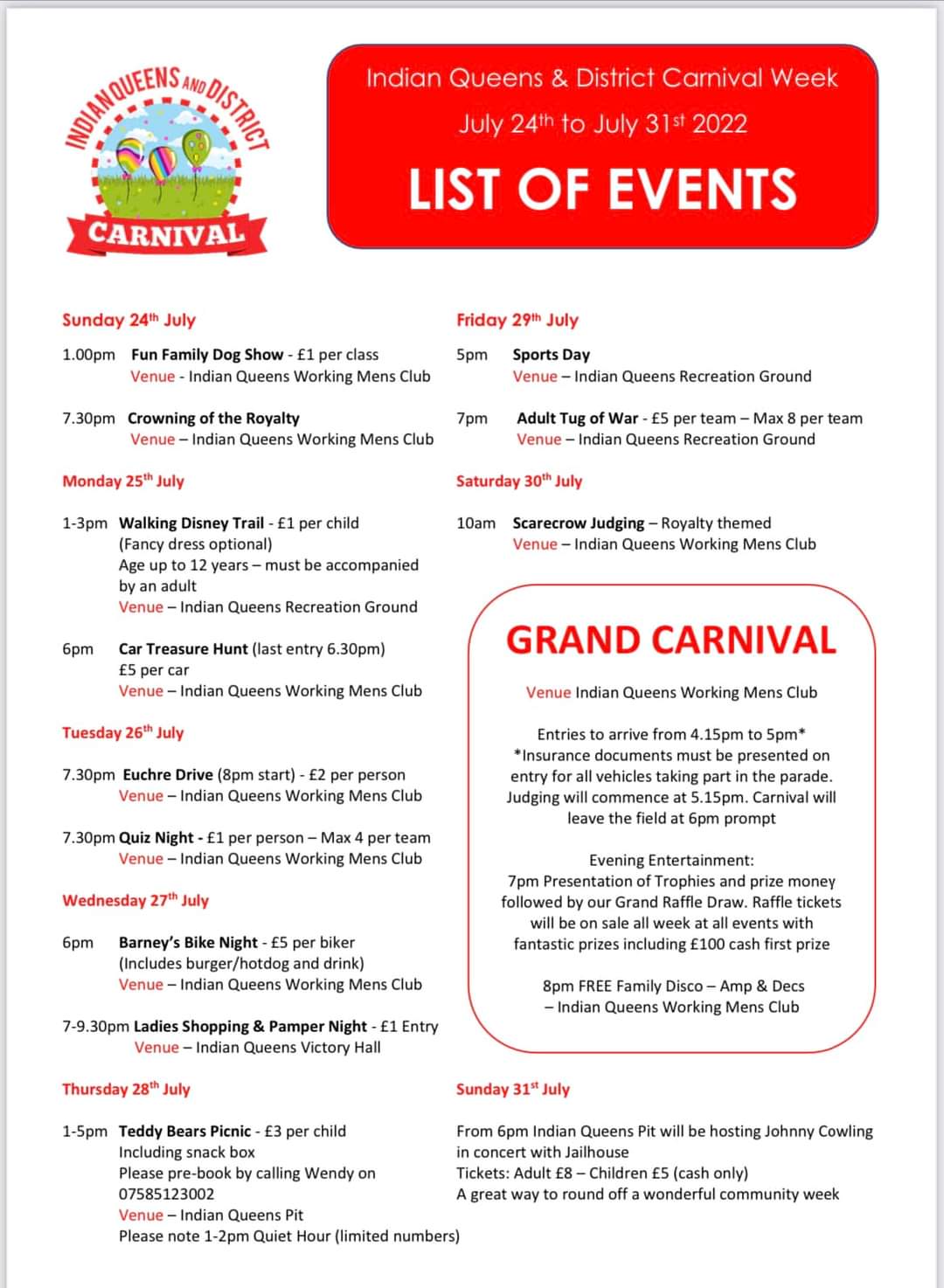 Indian Queens Carnival Week