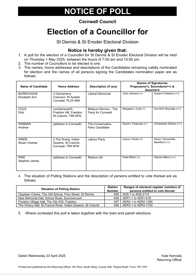 Notice of Poll